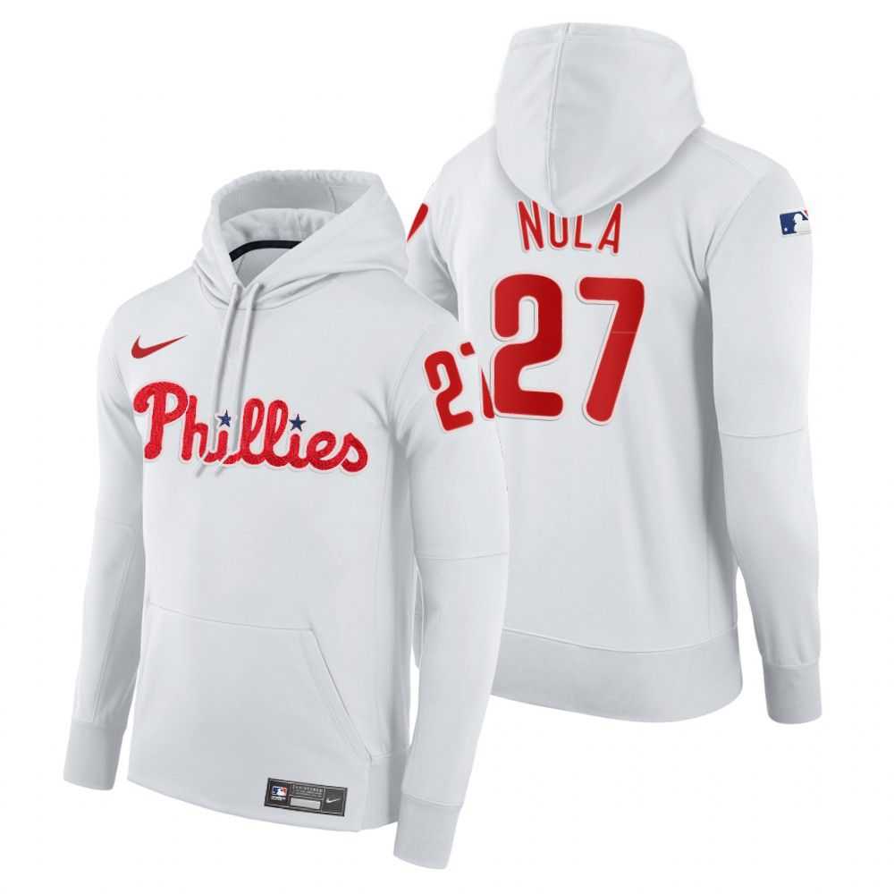 Men Philadelphia Phillies 27 Nula white home hoodie 2021 MLB Nike Jerseys